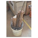 Bucket of Metal & Wood Stakes