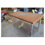 Butcher Block Top Stainless Prep Table
