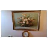 Wood Flower Painting signed Robert Cox 41Wx28"H,