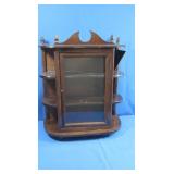 Solid Wood Wall Hung Curio-open shelves, door