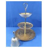 Vintage 22K Weeping Bright Gold 3-Tiered Tray,