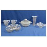 Vintage Opalescent Moonstone Dishes-Fenton &