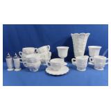 Vintage Westmoreland Milk Glass Cups, Vase, S&P &
