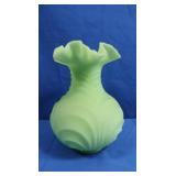 Vintage Fenton Custard Satin Drapery Vase
