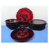 16 pcs Avon Cape Cod Ruby Red Servingware Dishes
