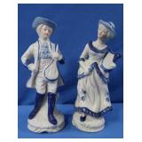 2 Porcelain Blue & White Figurines