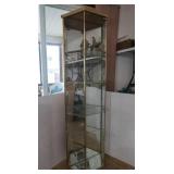 Brass & Glass Curio-5 shelves, mirrored 21x10x69