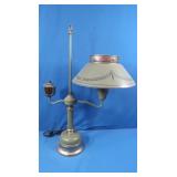 Vintage MCM Student Lamp-Olive Green, Brass, Milk