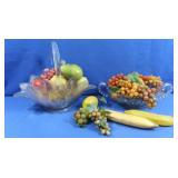 2 Decorative Cut Glass Baskets w/Plastic