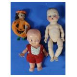 3 Vintage Baby Dolls-1 Rubber Body, 1 Plastic