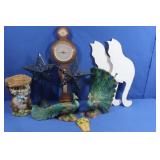 Ceramic Peacock Figure, Resin Racoon Figure,