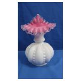 Vintage Fenton Cranberry Silvercrest Beaded Melon