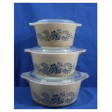 Vintage Pyrex Homestead Mixing Bowls w/Lids-475,
