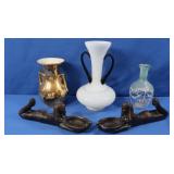 Glass Vases, Bronze Egyptian Figurines