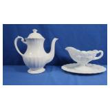 2 pc Westmoreland Milk Glass, Cermic Pitcher