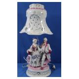 Ornate Ceramic Lamp w/Victorian Figurines