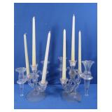 4 Glass 3-Candle Holders