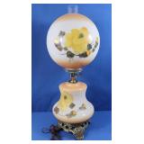 Vintage Handpainted Floral Lamp-works