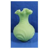 Vintage Fenton Custard Satin Drapery Vase