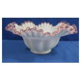 Vintage Fenton Pink Crest Fluted Bowl