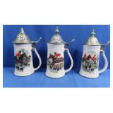 3 Beer Steins-USA-Equestrian Scenes
