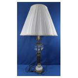 Metal & Glass Lamp w/Shade 34"