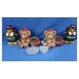 Resin Christmas Teddy Bears, Trinket Box, Ring