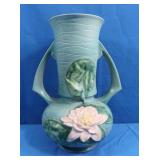 Antique Roseville Pottery Water Lily Handled Vase
