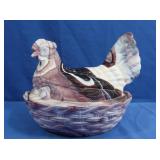 Marbled Purple Slag Glass Hen on Nest (modern)