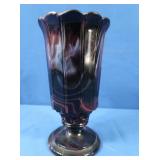 Vintage Black/Purple Slag Glass Urn