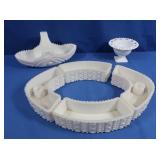 Milk Glass-4 pc Candle Holder Set, White Ceramic