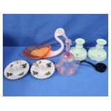 2 Wstmld. Glass Candle Holders, 2 Lefton Candle