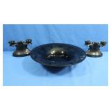2 LE Smith Black Amethyst Candlesticks, Large