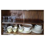 58pcs Leaf Print-Dessert Dishes-clear glass,