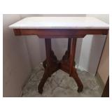 Antique Marble Top Table on Casters-solid wood
