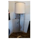 Floor Lamp-61" Tall w/Milk Glass Shade & Fabric