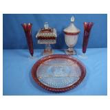 Vintage Westmoreland Ruby Glass Wedding Box