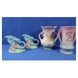 Vintage Hull USA-2 Vases & 2 Candlestick Holders,