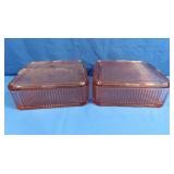 Pink Depression Glass Lidded Square Refrigerator