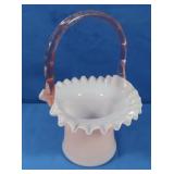 Vintage Fenton Pink Case Glass Basket