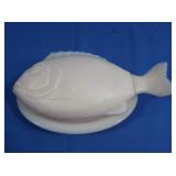 Antique Pink Fish Novelty Glass Butter Dish-2 pcs