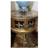 Vintage Ornate Round Table w/Glass Tip 26" Dia,