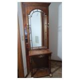 Wooden Hall Tree-mirror, shelf 24x12x79