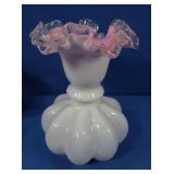 Vintage Fenton Peach Crest Melon Vase