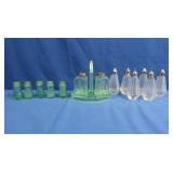Vintage S&P Shakers-1 Set w/Stand, some green