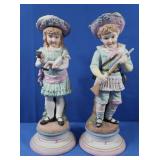 2 Vintage Colonial Style Ceramic Figurines