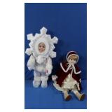 Porcelain Doll, Plastic Muscial Snowflake Doll