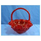 Vintage Fenton Thumbprint Ruby Red Basket