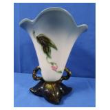 Vintage Hull USA Pottery Vase, White & Blue