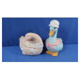 Chicken & Duck Ceramic Cookie Jars 8" & 10"